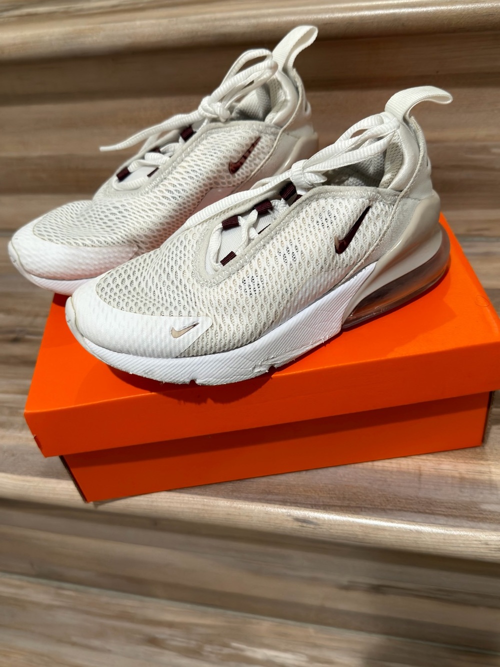 Nike Kids' Air Max 270 React Cream/Maroon Sneakers